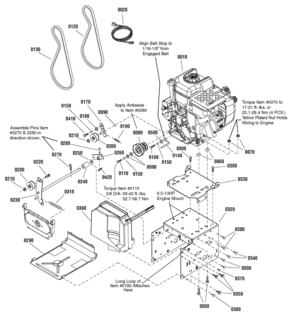 Engine And Frame Group Diagram and Parts List for 1695691 2009 Briggs and Stratton Snow Blower